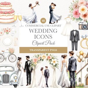 Wedding Timeline Icons Clipart, Wedding Elements, Digital Download, Wedding Day Graphics, Wedding Clipart, Wedding Day Graphics