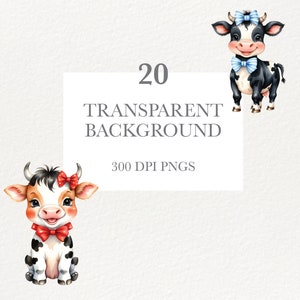 Cute Baby Cow Watercolor Clipart, Digital Download, Nursery Wall Art ...