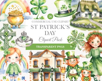 St Patricks Day Clipart, Lucky Leprechaun, Pot of Gold (PNG)