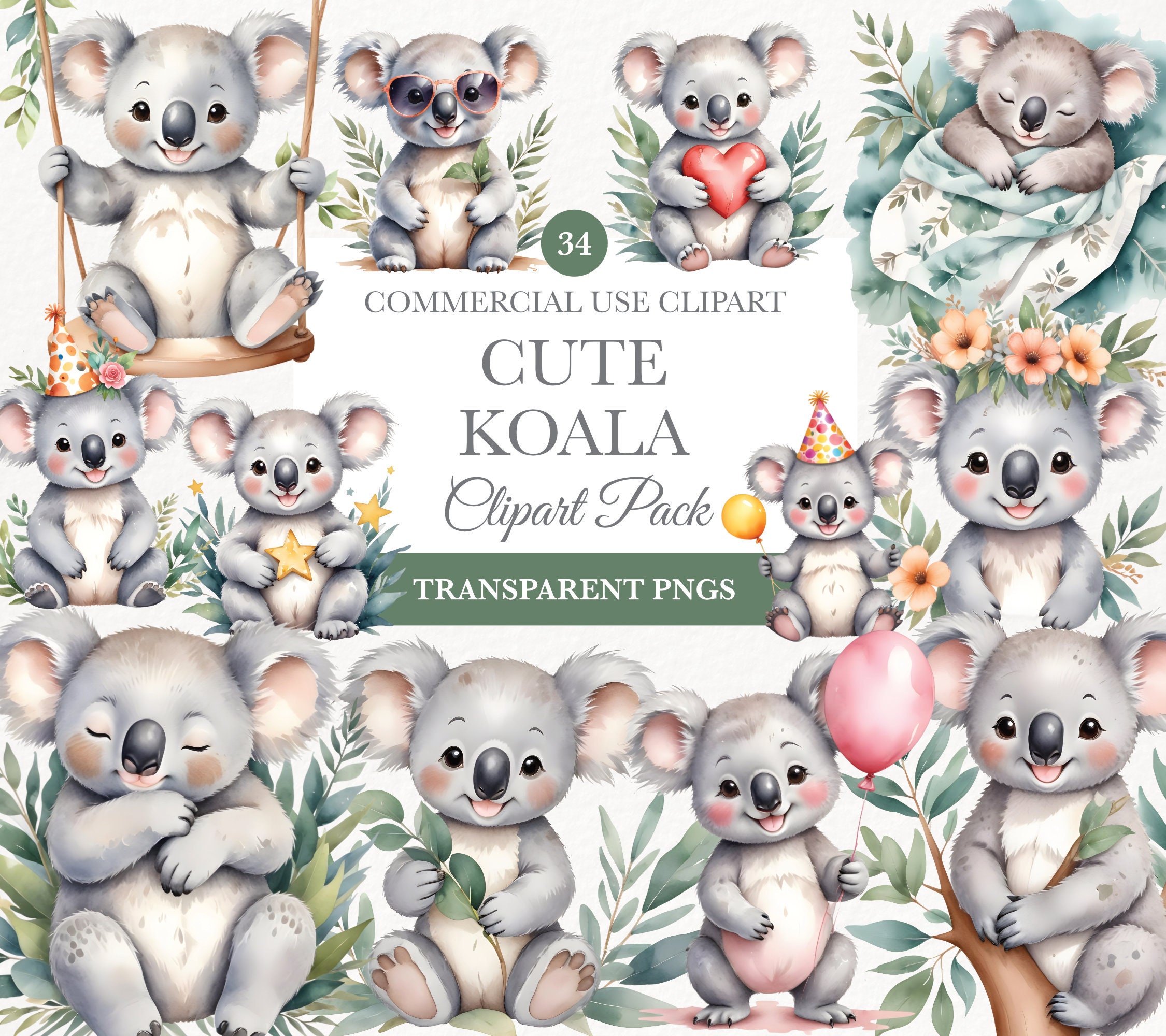 Australian Animals Clipart, Transparent Png, Koala Sitting In Tree Clipart, Cute Australian Koala Graphics, Koala Png Illustration