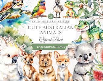 Australian Animals Clipart, Koala Clipart, Aussie Animals, Baby Shower, Baby Clipart, Commercial And Personal Use, Digital Download
