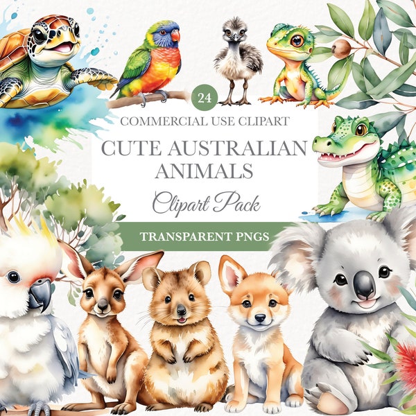 Imágenes prediseñadas de animales australianos, imágenes prediseñadas de Koala, animales australianos, baby shower, imágenes prediseñadas para bebés, uso comercial y personal, descarga digital