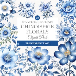 Chinoiserie bloemen clipart, bloemen illustraties, bloemen illustraties, botanische kransen en randen voor bruiloft uitnodigingen, chinoiserie clipart