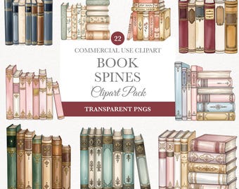 Book Spines PNG Clipart, Vintage Ornate Digital Download for Scrapbooking, Journal Art, Printable Designs