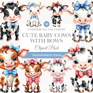Süße Baby Kuh Aquarell Clipart, digitaler Download, Kinderzimmer Wandkunst, Baby-Dusche-Dekor, Bauernhof Clipart, Png-Datei, Süße Kuh Png Clipart