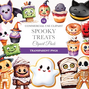 Halloween Süßigkeiten Clipart, Aquarell Halloween Clipart, persönlichen Gebrauch, Halloween-Kekse, Halloween Donut Png, Halloween-Leckerei Clipart