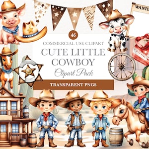 Schattige cowboy clipart, babycowboy png, wilde westen clipart, baby westerse clipart, woestijn clipart, saloon, cactus png, zadel clipart, cowboy