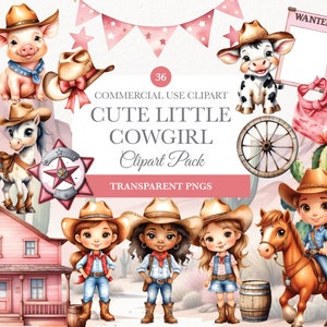 Clipart de vaqueira fofa, PNG de vaqueira rosa, clipart de oeste selvagem, clipart de bebê ocidental, clipart de deserto, salão, cacto PNG, clipart de vaqueira de bebê