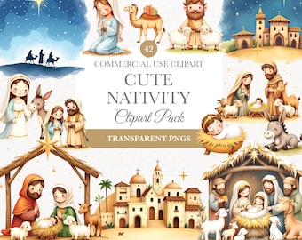Nativity Scene Clipart, Digital Downloads, Nativity Silhouette, Religious Holy Family Crafts And Decor, Commercial Use, Nativity PNG