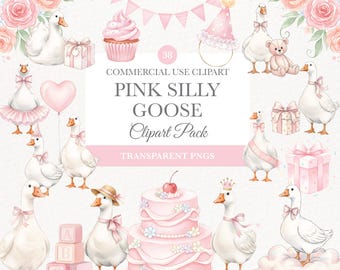 Clipart de baby shower de ganso tonto, PNG vintage caprichoso para decoración de guardería, arte de animales de granja