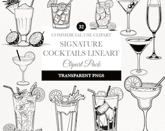 Signature cocktail, aquarel cocktail clipart, alcohol clipart, espresso martini clipart, signature drankje clipart, drankje cocktail bundel