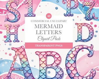 Unter dem Meer Clipart Buchstaben, Ozean Alphabet Kunst, Meerjungfrau digitaler Download, Kindergeburtstag Bastelbedarf
