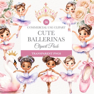 Clipart de bailarina en acuarela, tutú y zapatos de ballet, clip art de bailarina en acuarela rosa, uso comercial, clipart de bailarina, descarga instantánea