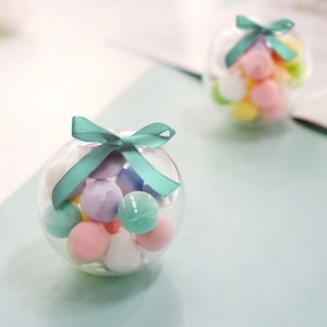 12 Pack Clear Fillable Ornament Ball Gift Boxes, Transparent Party Favor Candy Containers
