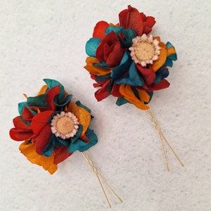 Dried flower hair pins,Autumn Flower hair pins,Burnt Orange Wedding Flower hair pins,Fall Wedding accessories,Dry flower hair piece