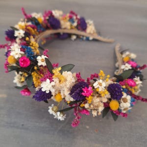 Dried flower crown,Bridesmaid flower headband Colorfull Crown,Engagement crown,Rustic flower hair headband,Meadow flower headband,