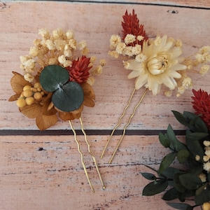 Dried flowers hair pins,Autumn Flower hair pins,wedding flower hair pins,Fall wedding accessories,Dry flower hair pieces