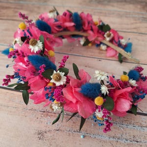Rosa Hortensie getrocknete Blumen Haarband, Hochzeit Kopfschmuck, rosa Blumen Haarband, Wildblumen Haarband, Blau und rosa Krone,