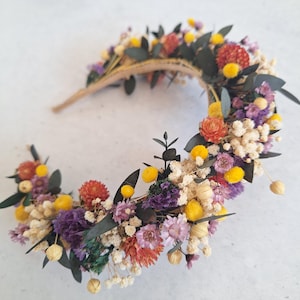 Bridesmaid flower headband,Meadow flower headband,Rustic Wedding headpiece colorfull headbands,purple crown,Engagement crown