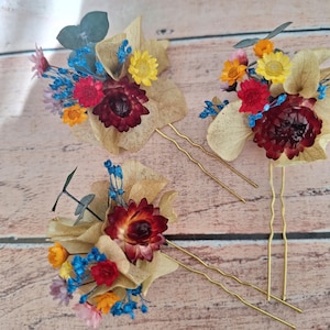 Dried flowers hair pins,Autumn Flower hair pins,wedding flower hair pins,Fall wedding accessories,Dry flower hair pieces