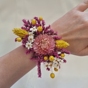 Dried and presserved flower bracelet boho accessories for bride and bridesmaid,Original gift for request witness,corsages