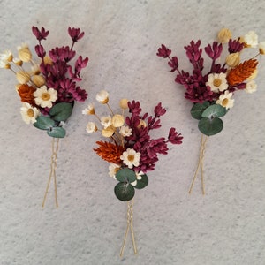Dried flowers hair pins,Autumn Flower hair pins,Autumn Wedding flower hair pins,Fall Wedding accessories,Dry flower hair piece