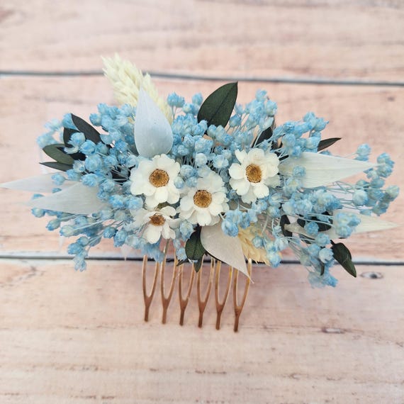 Floral Hair Comb with Blue Accents Blue Flower Bridal Hair Comb For Brides and Bridesmaids  main image 3