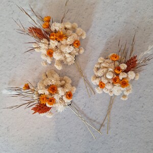 Dried flowers hair pins,Autumn Flower hair pins,Burnt Orange Wedding flower hair pins,Fall Wedding accessories,Dry flower hair piece