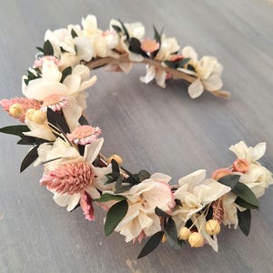 Blush pink flower crown Meadow flower headband Rustic Wedding headpiece colorfull headband Wild flowers bridal Engagement crown Cream  crown