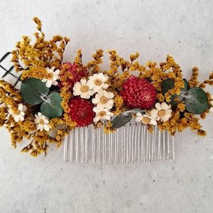 Yellow Dried Flower Hair Comb,Bridesmaid Hair Comb,Rustic Wedding Hair Comb,Engagement Comb,Bridal Shower Flower