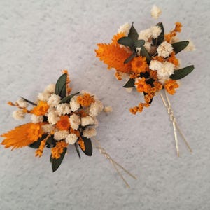 Dried flowers hair pins,Autumn Flower hair pins, Burnt Orange Wedding flower hair pins,Fall Wdding accessories,Dry flower hair pieces