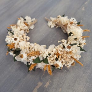 White dried flower crown Meadow flower headband,Rustic Wedding headpiece colorfull headband,Engagement crown,Dried flower crown