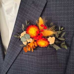 Autumn pocket boutonniere, Greenery pocket boutonniere,Burnt Orange boutonniere,Rustic boutonnieres,Fall wedding pocket boutonniere