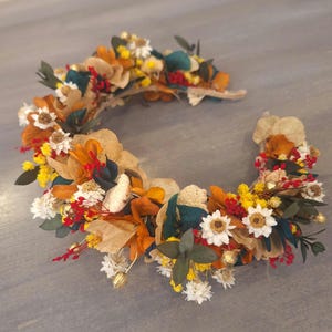 Orange Dried Flower headband,Rustic Orange flower crown, Engagement crown .Bridesmaid flower crown,Meadow flower headband