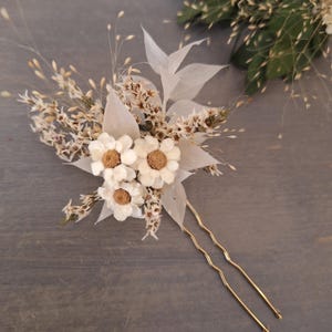 White dried flowers hair pins,Summer Flower hair pins, White Wedding flower hair pins, Fall wedding accessories,Dry flower hair pieces
