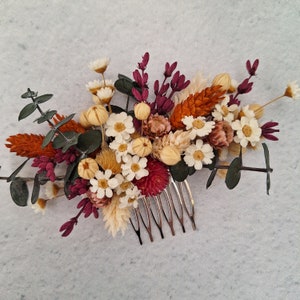 Colored Dried Flower Hair Comb,Bridesmaid Hair Comb,Rustic Wedding Hair Comb,Engagement Comb,Bridal Shower Flower