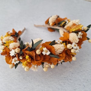 Orange Dried Flower Headband,Bridesmaid Flower Crown,Rustic Orange flower crown,Engagement Crown,Autumn Flower Headband