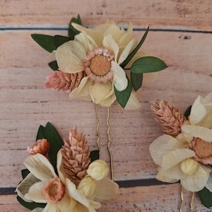 Dried flowers hair pins Autumn Flower hair pins,Baby pink wedding Flower hair pins Fall wedding accessories,Dry flower hair pieces