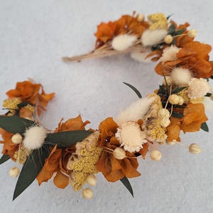 Orange Dried Flower Headband,Fall Bridesmaid Flower Crown,rustic Orange flower crown,Engagement Crown, Autumn Flower Headband