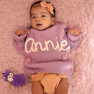 Custom Handcrafted Baby Sweater With Name and Monogram Timeless