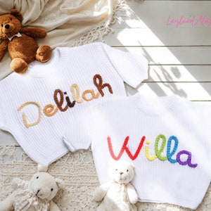 Custom Baby Sweater Name Embroidered Sweater,Personalized Baby Sweater With Name,Baby Birthday Gift,Baby Shower Gift,Baby Birthday Gifts image 1
