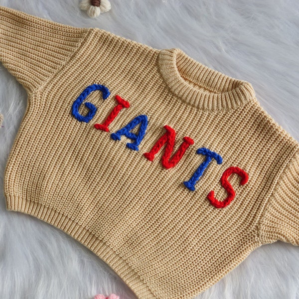 Custom Baby Name Sweater,  Personalized Embroidered Toddler Sweater Oversized Name