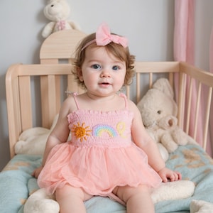Custom Baby Tutu Dress With Name,Personalized Baby Embroidered Romper,Cake Smash Outfit,First Birthday Outfit,Baby Birthday Gift