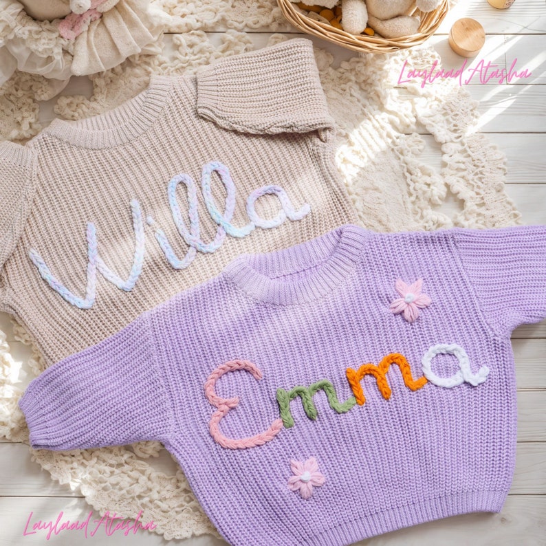Custom Baby Sweater Name Embroidered Sweater,Personalized Baby Sweater With Name,Baby Birthday Gift,Baby Shower Gift,Baby Birthday Gifts image 4