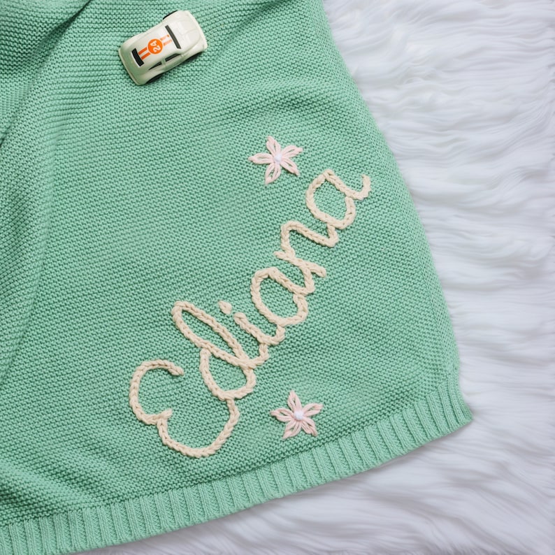 Personalized Baby Name Blanket, Handembroidered Knit Baby Blanket,baby