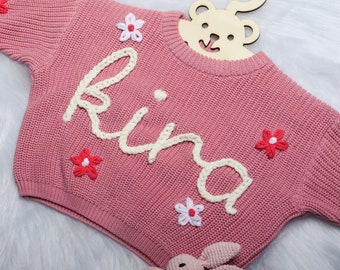 Custom Baby Name Sweater  | Personalized Embroidered Toddler Sweater for Captivating Photos