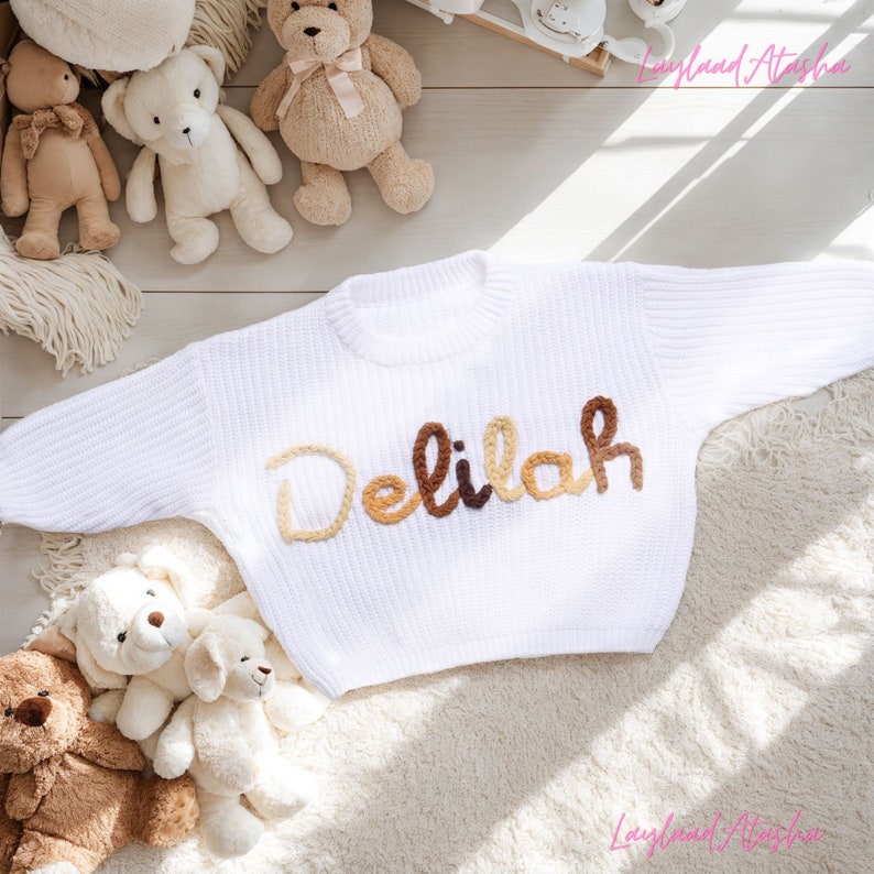 Custom Baby Sweater Name Embroidered Sweater,Personalized Baby Sweater With Name,Baby Birthday Gift,Baby Shower Gift,Baby Birthday Gifts image 2