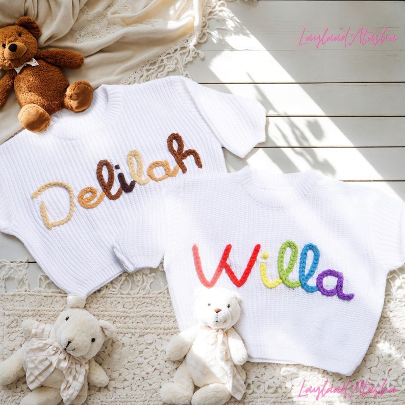 Custom Baby Sweater Name Embroidered Sweater,Personalized Baby Sweater With Name,Baby Birthday Gift,Baby Shower Gift,Baby Birthday Gifts image 1