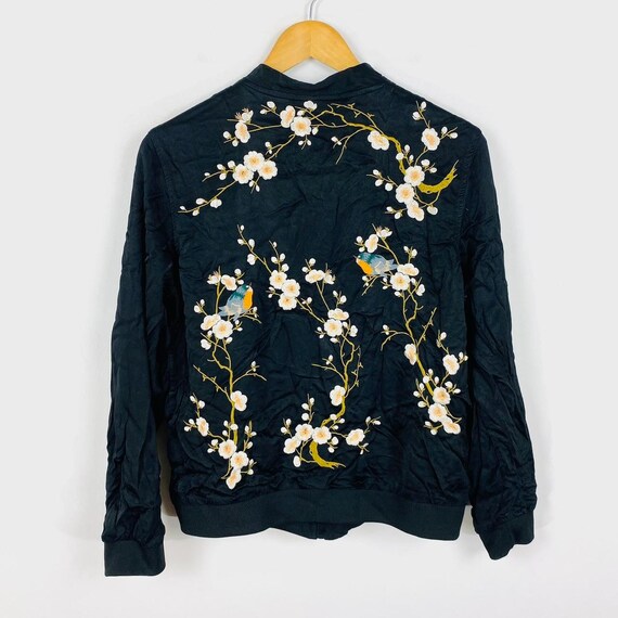 Zara Woman Blossom Bird Embroidered Bomber Jacket Size 10 Etsy UK