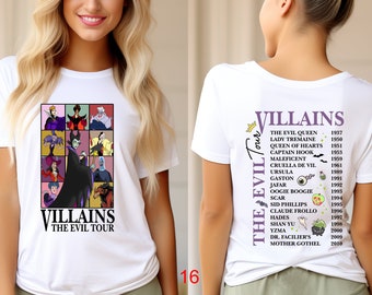 Two-sided Vintage Disney Villains Evil Tour Shirt And Tank Top, Disney Villains Concert Music Shirt, Disney Villains Squad, Disneyland Tour